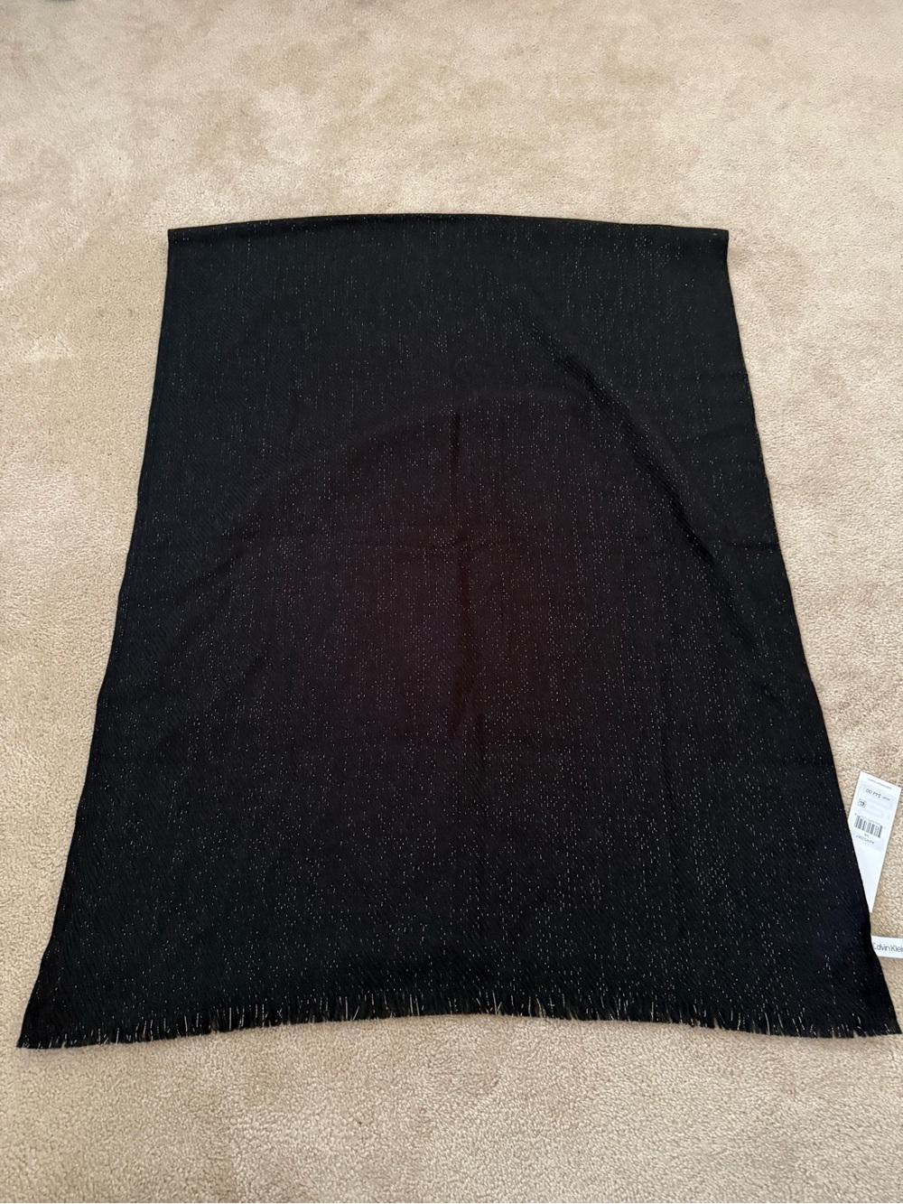 Black Calvin Klein Sparkle Fringe Scarf